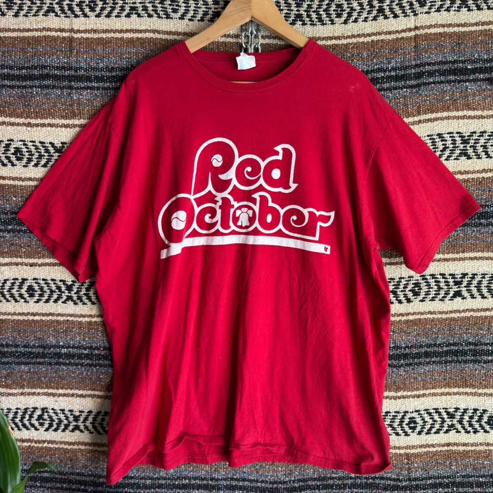 Philadelphia Phillies Red October Shirt Mens 2XL Red Graphic Cotton TShort